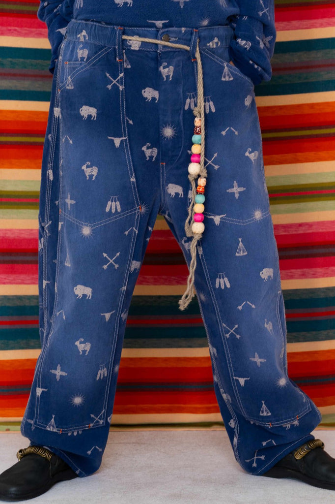 P71 Carpenter Canvas Southwest Printed Sunfaded Sailor Blue