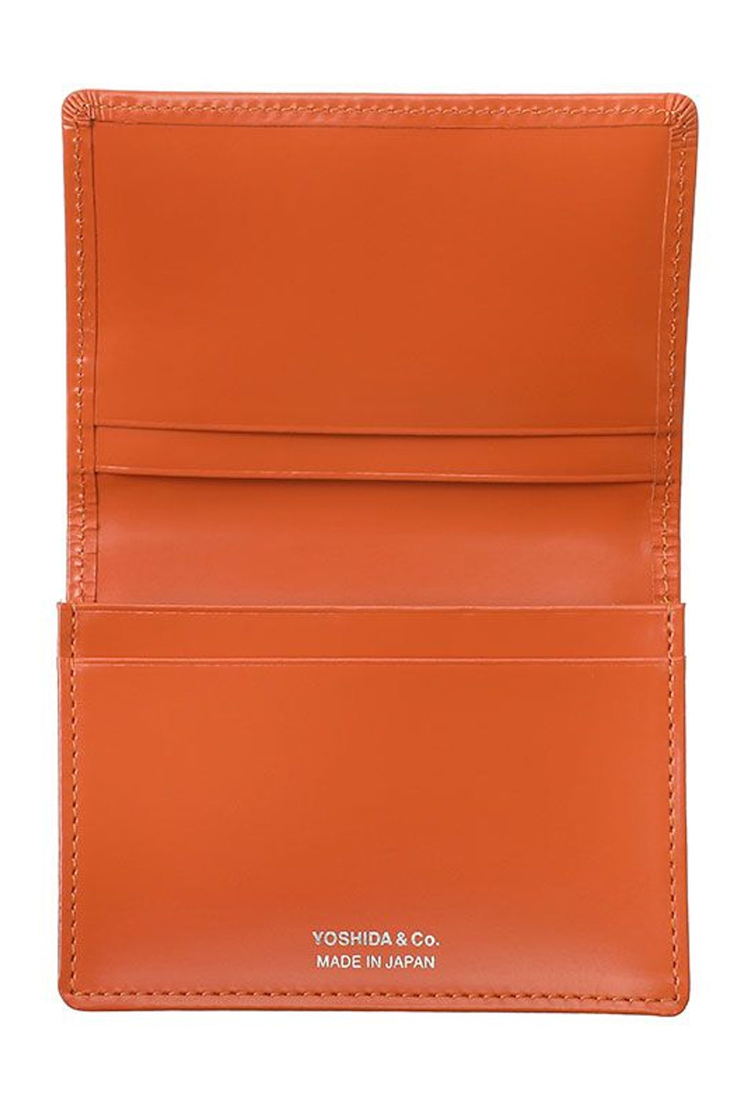 PS Leather Wallet Card Case (Glass Leather) Black/Orange